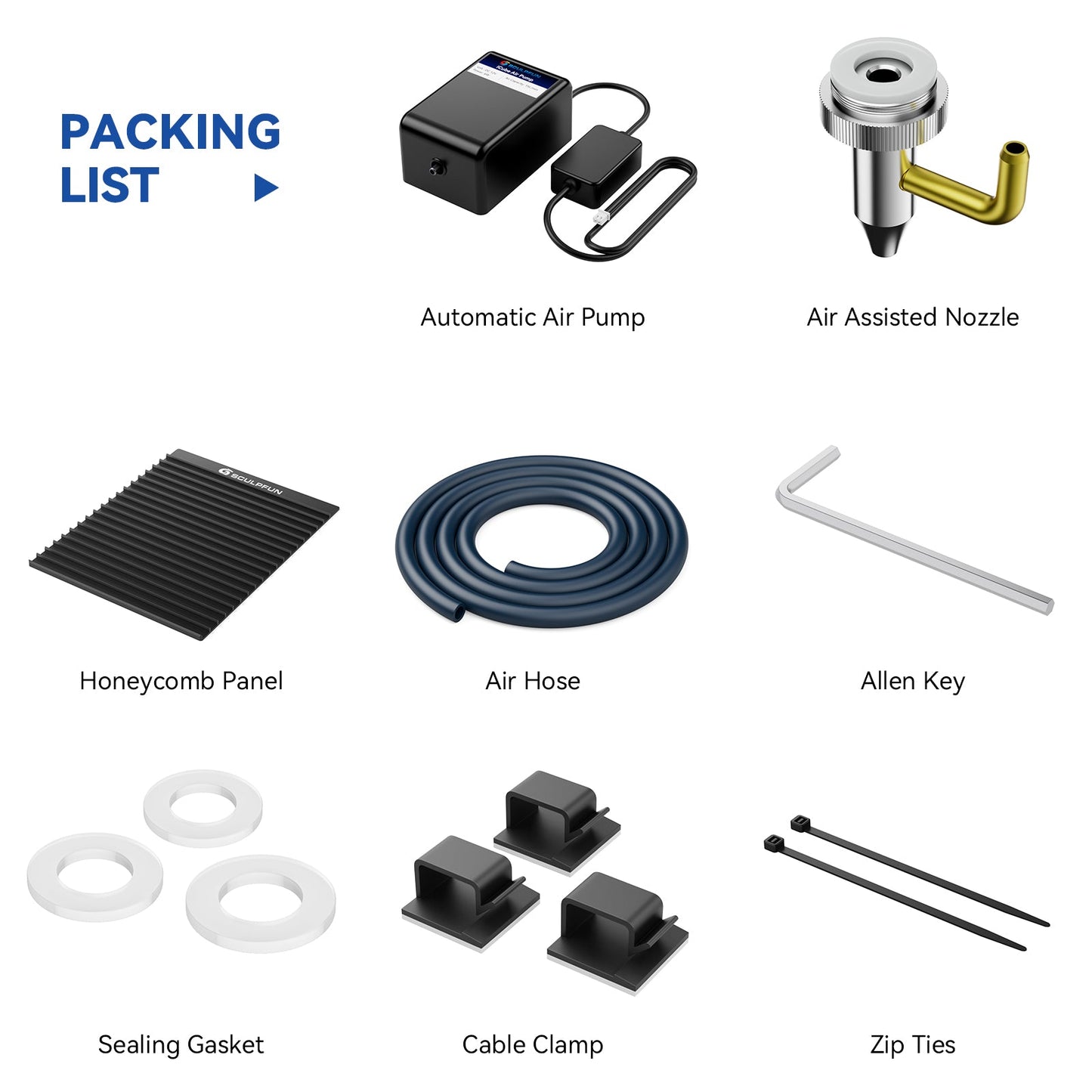 SCULPFUN iCube Laser Engraver Honeycomb Panel & 15L/Min Air Pump Kit