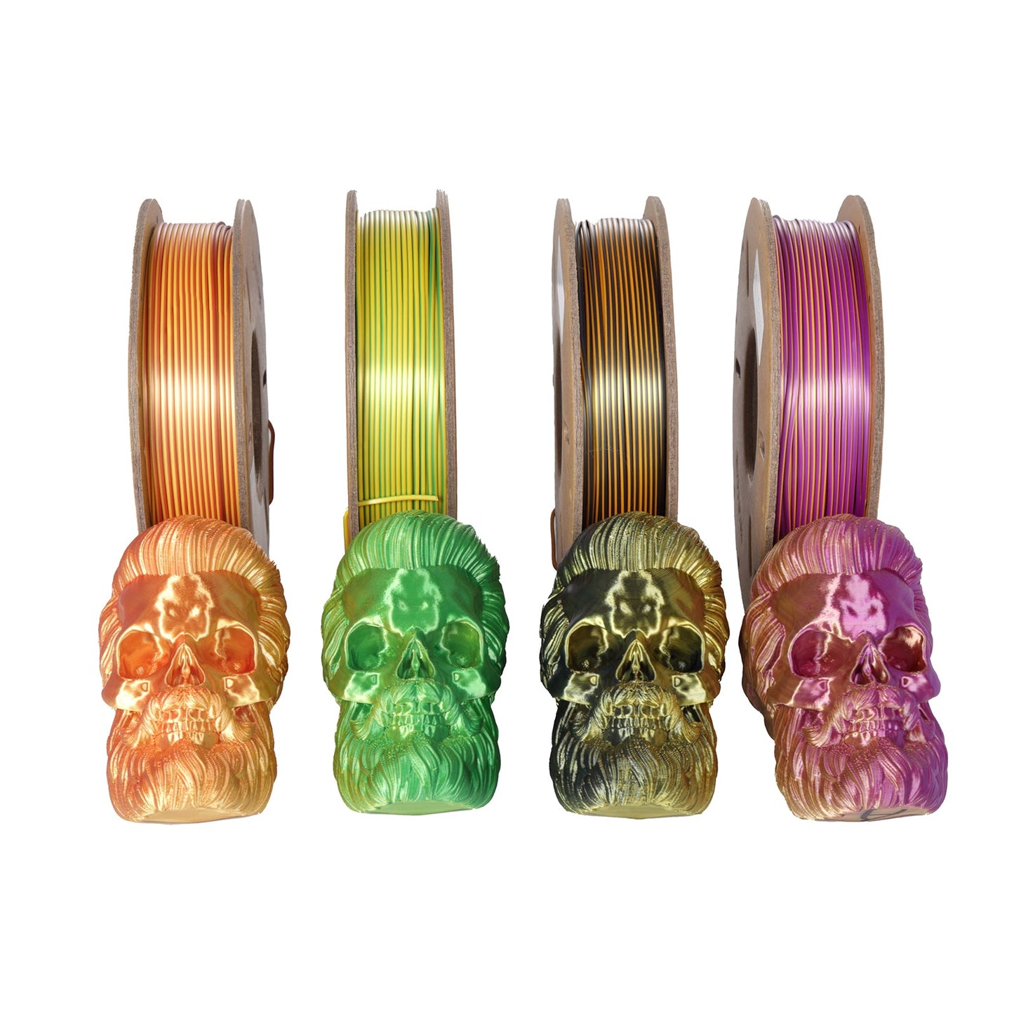 PLA Silk Dual-Color Filament，1.75mm±0.03mm(250g)，Total 4 Rolls