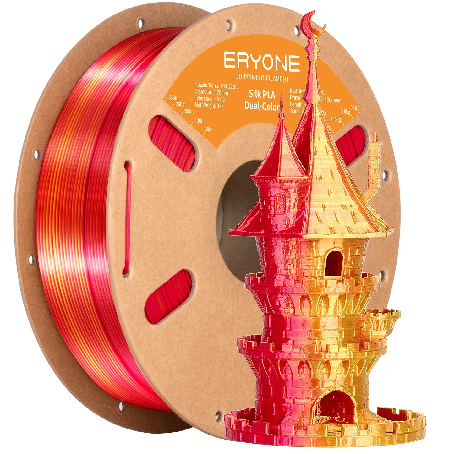 PLA Silk Dual-Color Filament - 1.75mm±0.03mm (1kg)