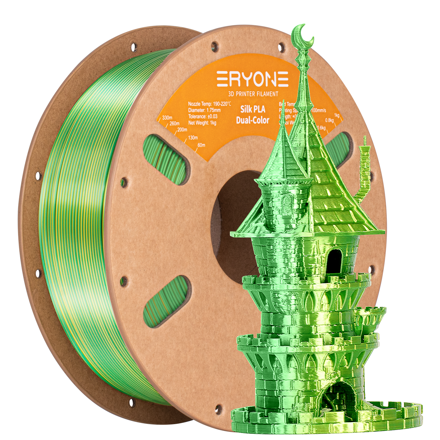 PLA Silk Dual-Color Filament - 1.75mm±0.03mm (1kg)