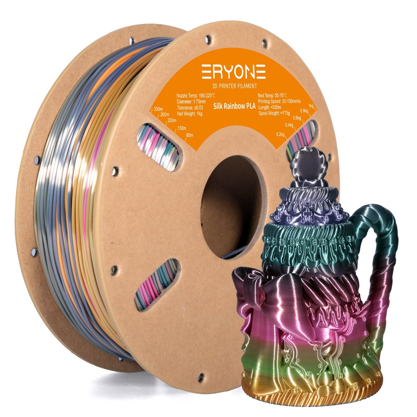 PLA Macaron Rainbow Filament - 1.75mm±0.03mm (1kg)
