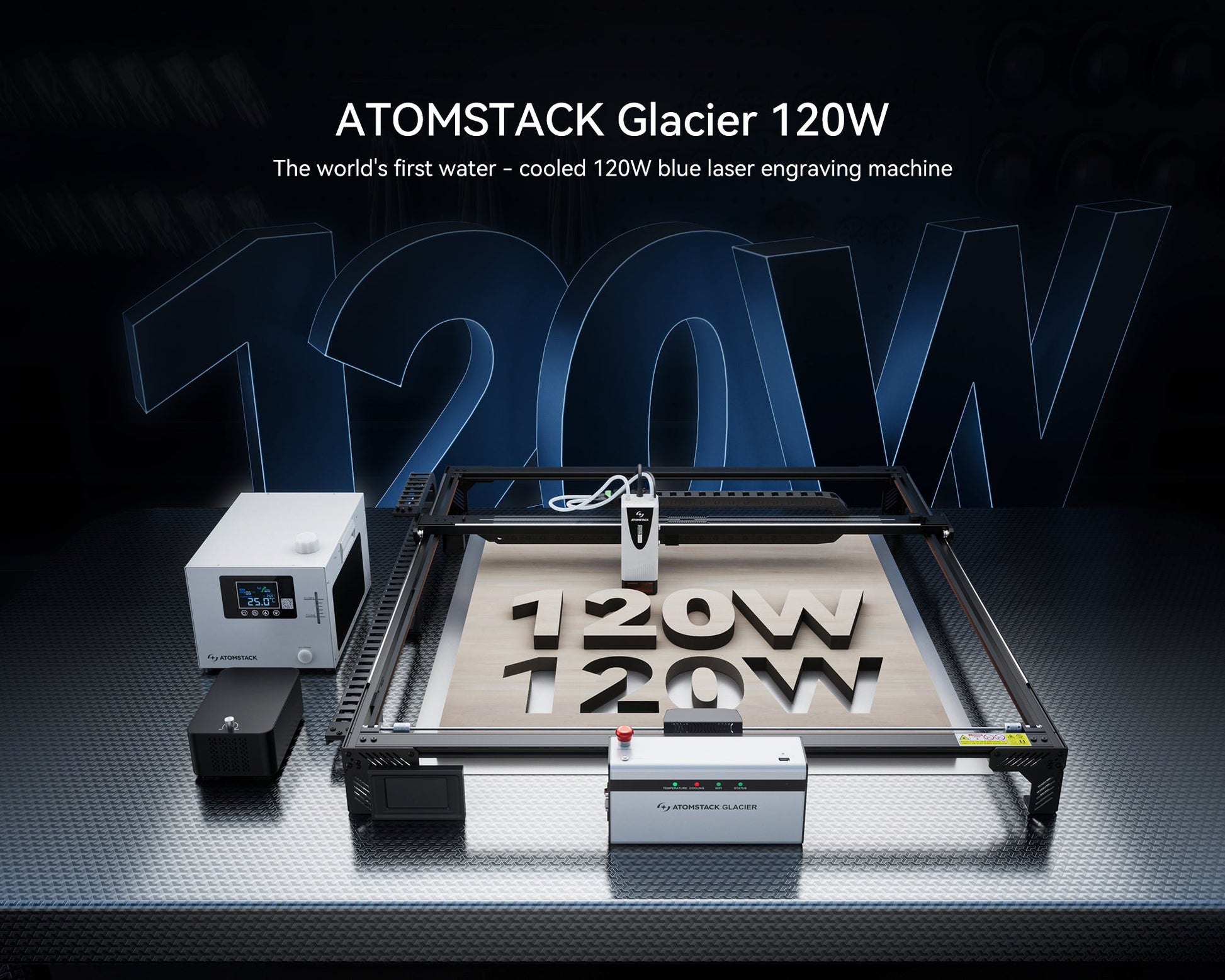 AtomStack Glacier 120W/90W Wassergekühlter Diodenlaser-Gravierer