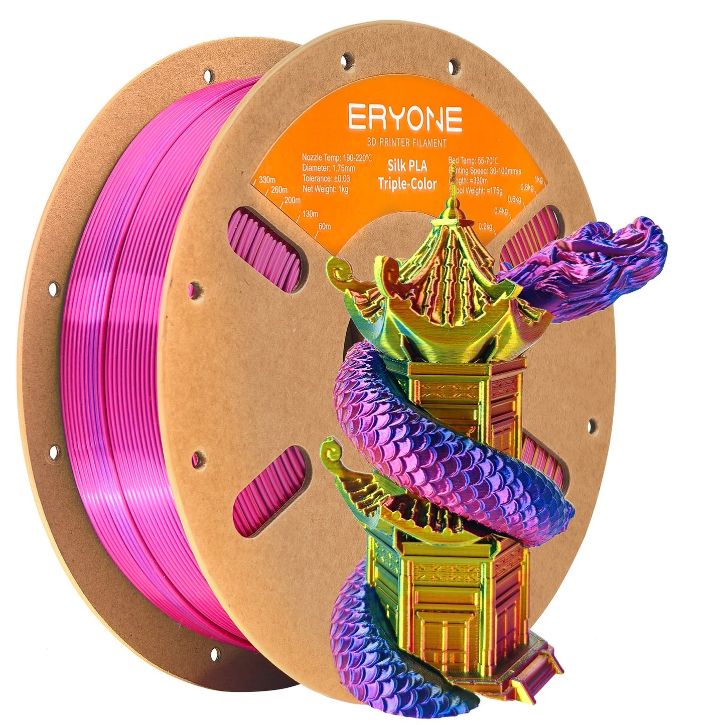 PLA Silk Triple-Color Filament - 1.75mm±0.03mm (1kg)