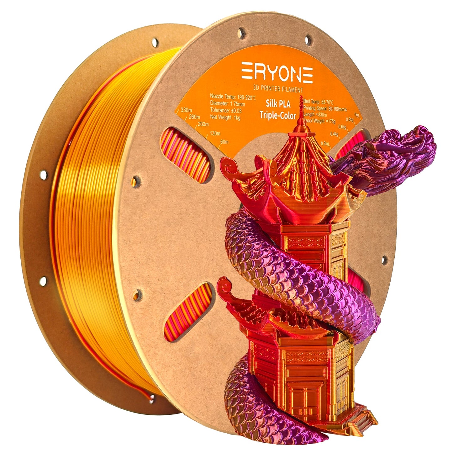 PLA Silk Triple-Color Filament - 1.75mm±0.03mm (1kg)