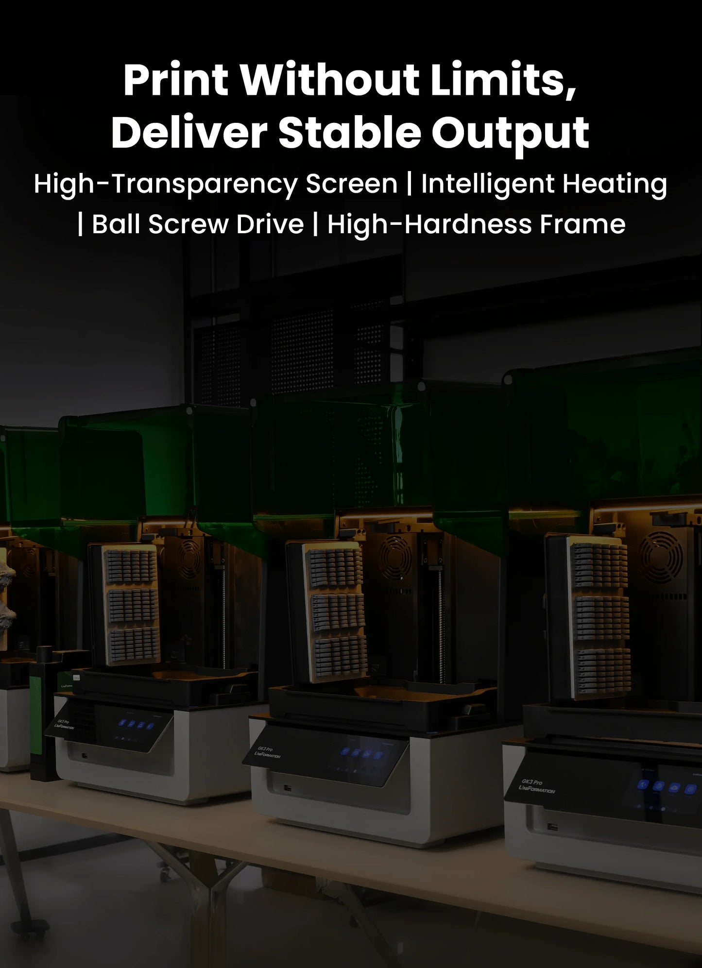 Uniformation GK3 Pro – High-resolution professional resin printer with 385 nm light source and active resin temperature control