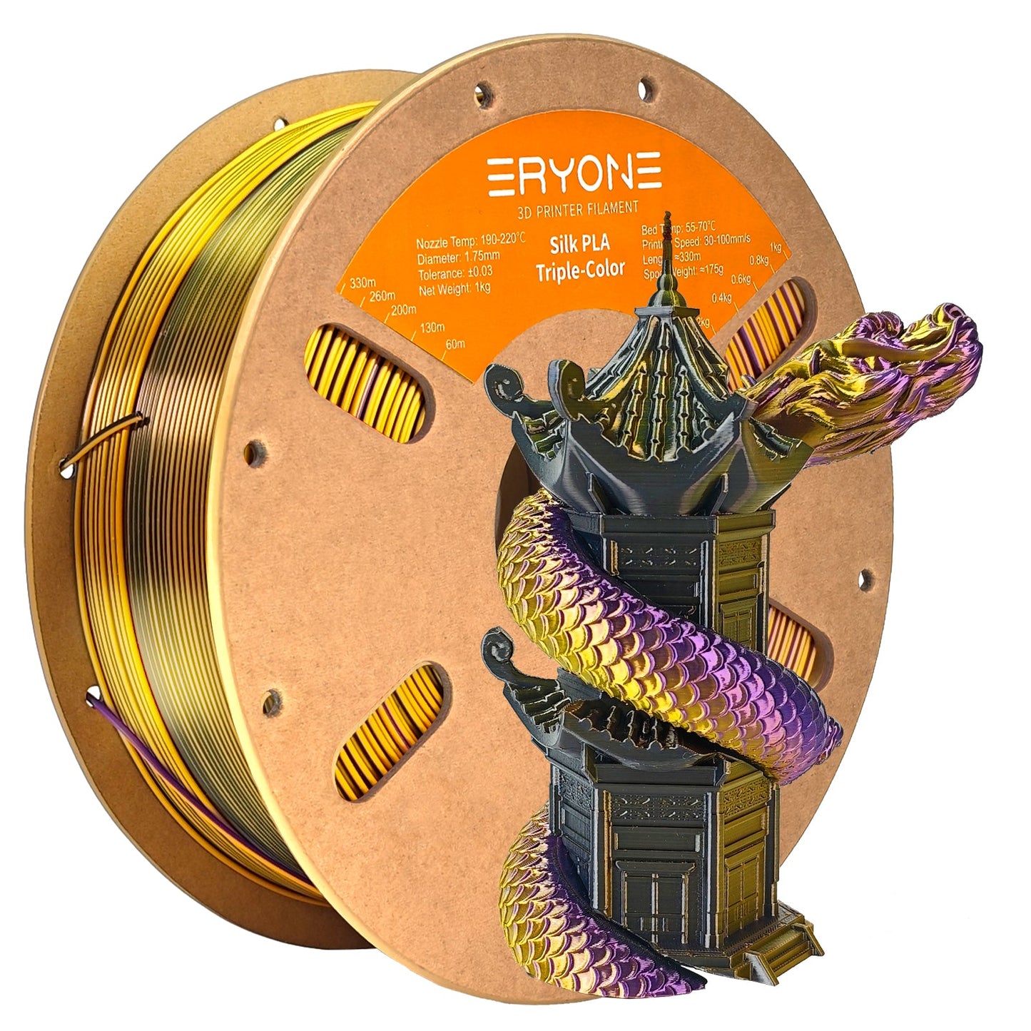 PLA Silk Triple-Color Filament - 1.75mm±0.03mm (1kg)