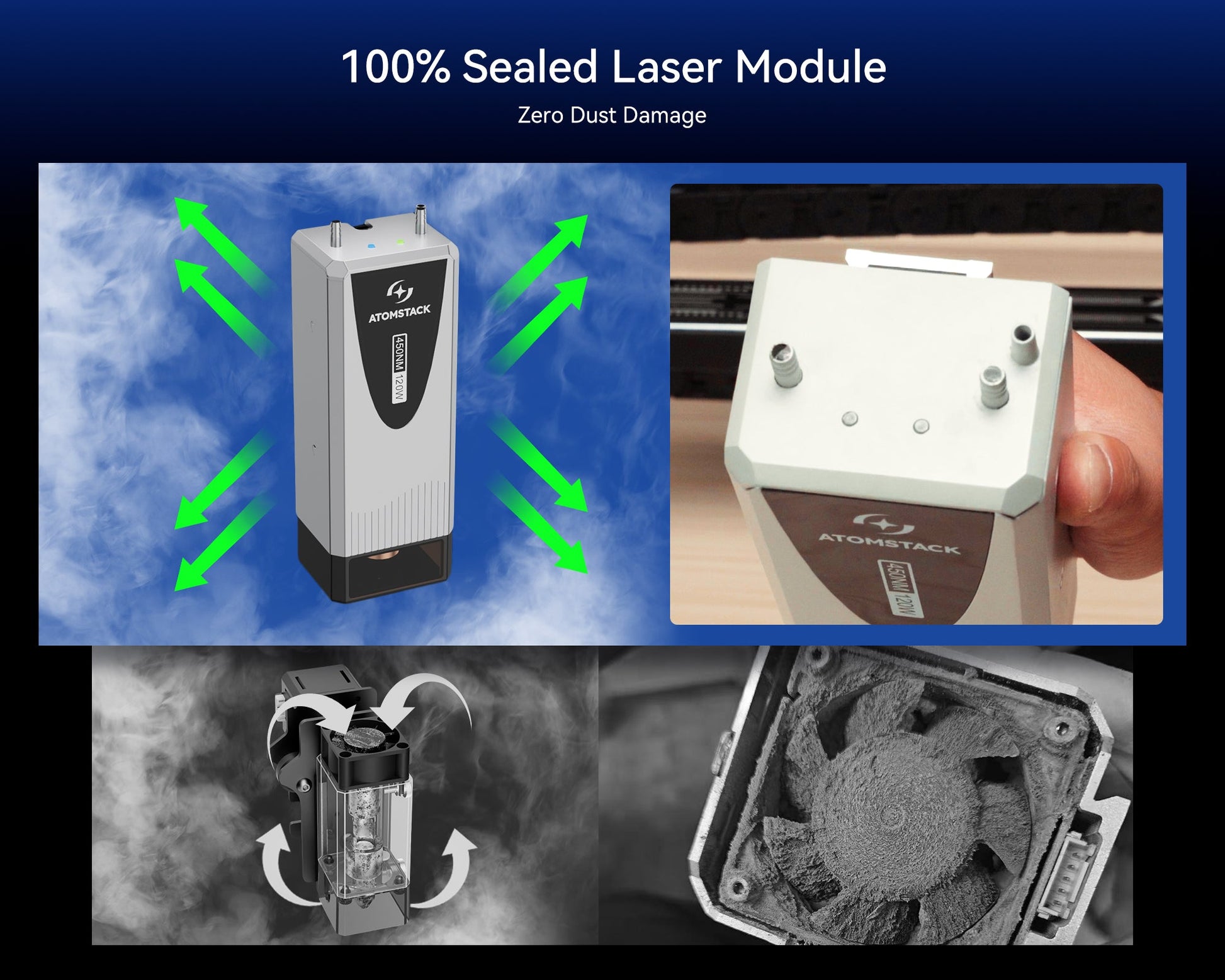AtomStack Glacier 120W/90W Wassergekühlter Diodenlaser-Gravierer