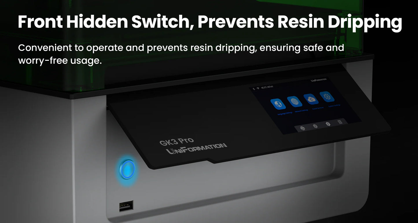 Uniformation GK3 Pro – High-resolution professional resin printer with 385 nm light source and active resin temperature control