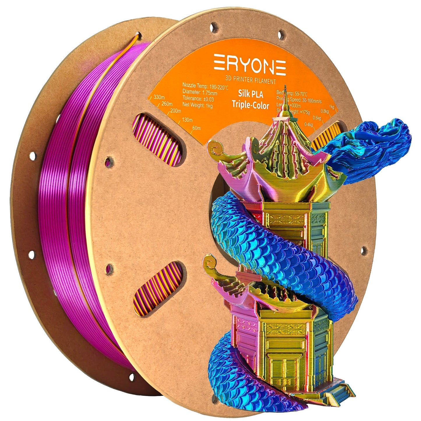 PLA Silk Triple-Color Filament - 1.75mm±0.03mm (1kg)