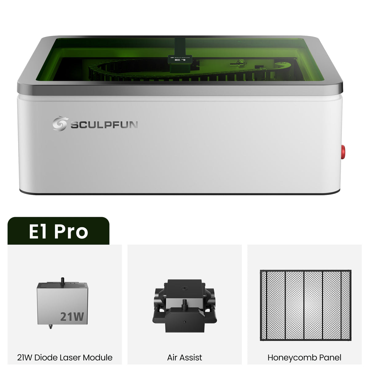 SCULPFUN E1 Pro Dual Laser Graviermaschine 21W + 3W IR 400 x 320 mm