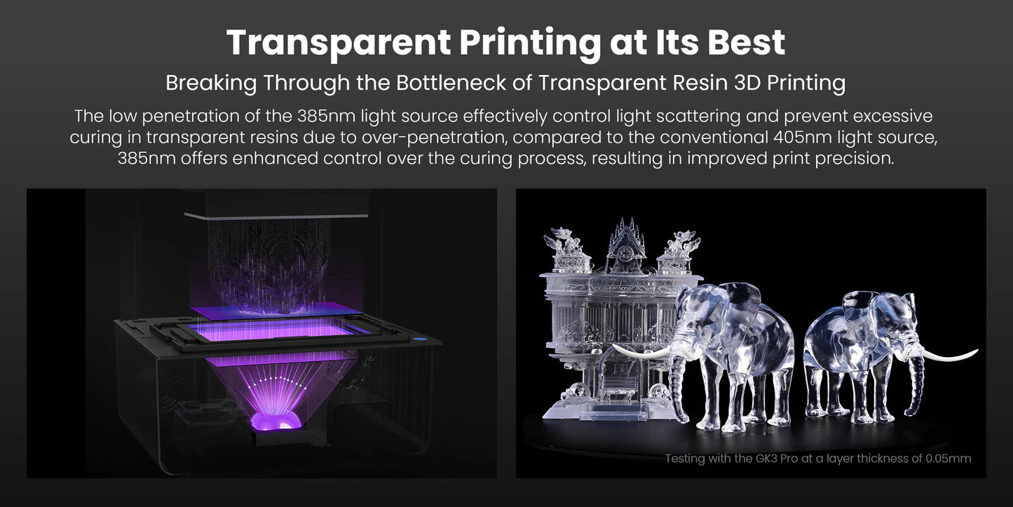 Uniformation GK3 Pro – High-resolution professional resin printer with 385 nm light source and active resin temperature control