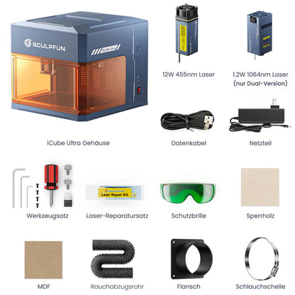 Sculpfun iCube Ultra - Flagship portable laser engraver with dual laser equipment