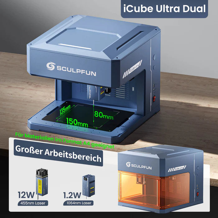 Sculpfun iCube Ultra - Flagship portable laser engraver with dual laser equipment