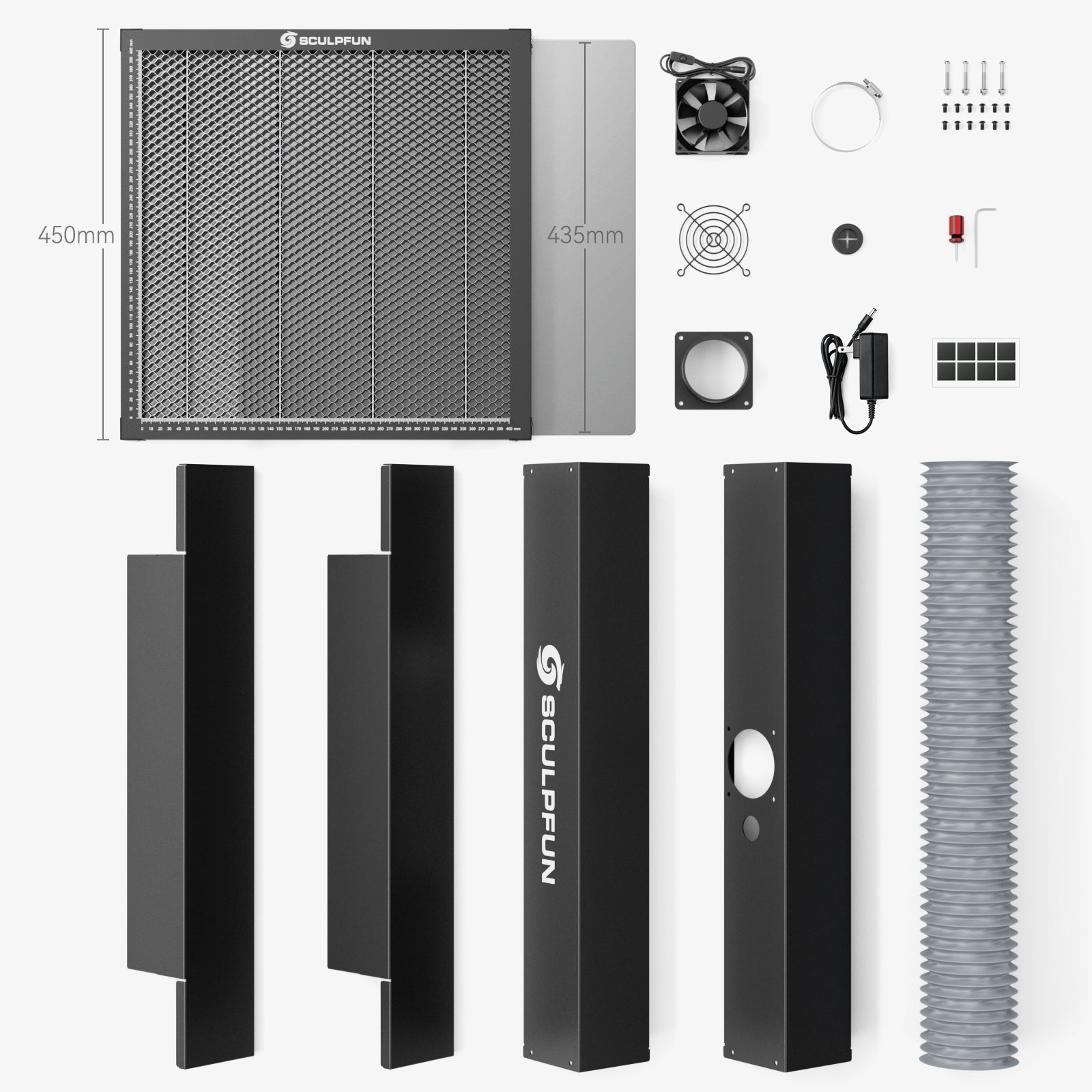 SCULPFUN H5 Gen2 Honeycomb Cutting Exhaust Platform 650×650mm Honeycomb Laser Bed with Fume Extraction Fan