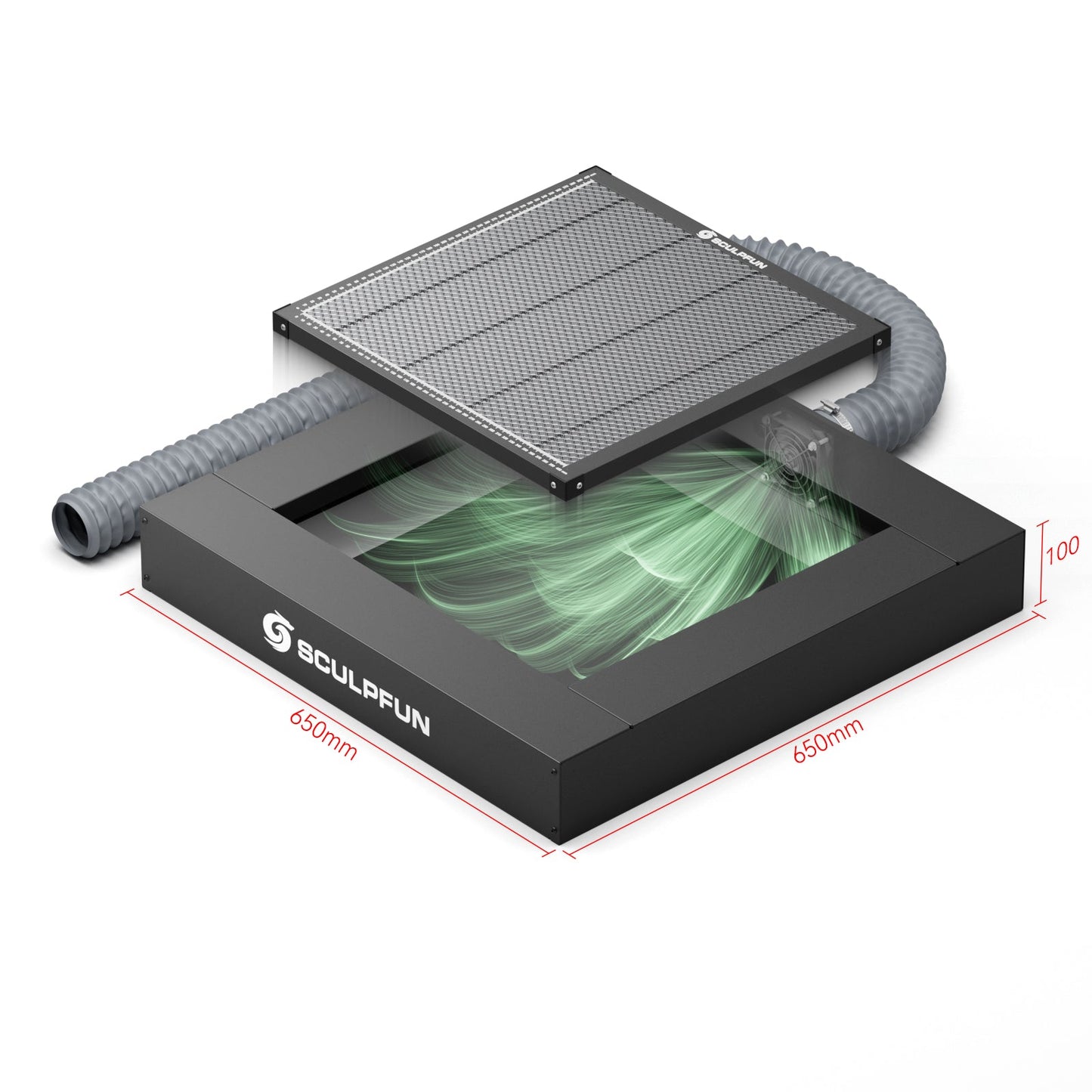SCULPFUN H5 Gen2 Honeycomb Cutting Exhaust Platform 650×650mm Honeycomb Laser Bed with Fume Extraction Fan